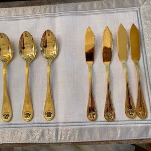 Versace Medusa Gold-plated 8 piece Place setting Spoon & Fish Knife